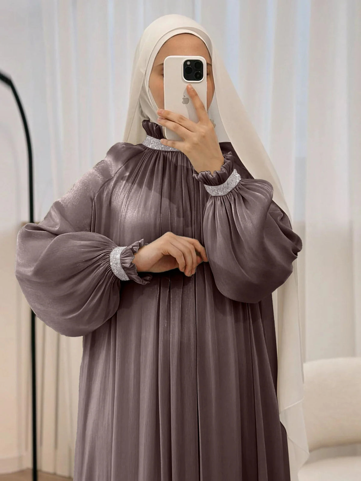 MH34 Sequin Abaya Maxi Dress with Belt | Elegant Modest Evening Wear