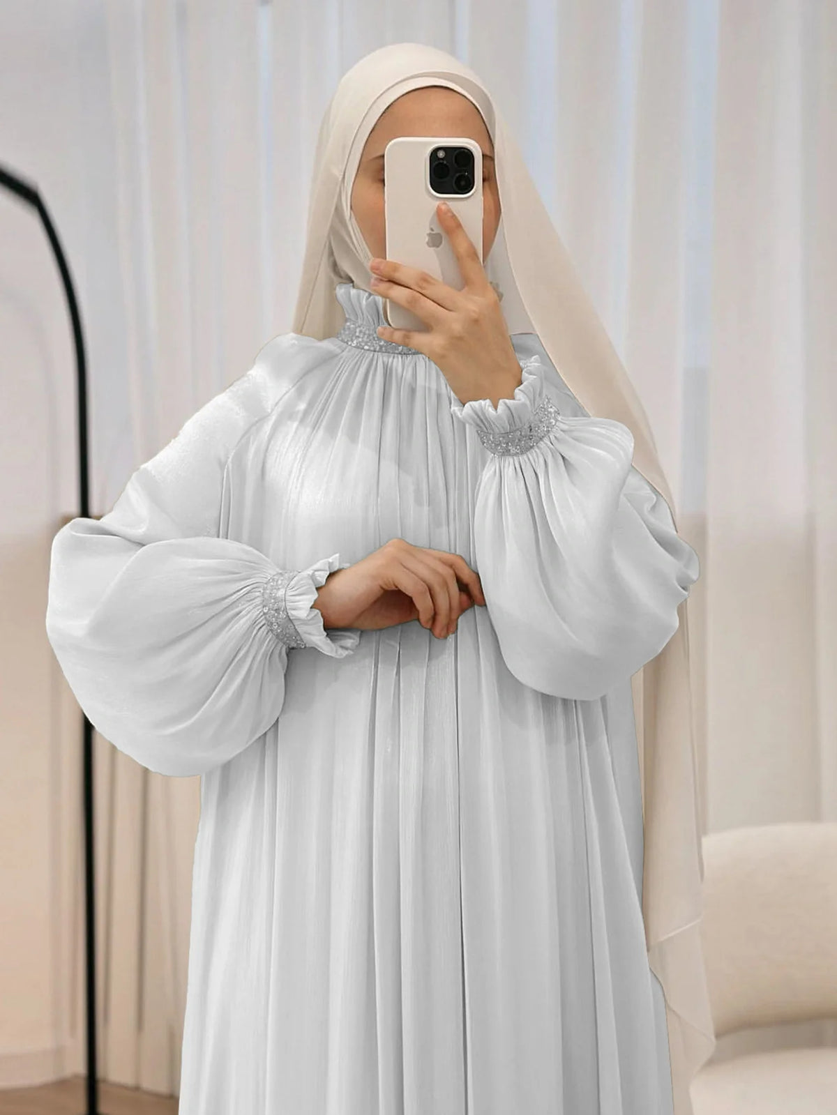 MH34 Sequin Abaya Maxi Dress with Belt | Elegant Modest Evening Wear