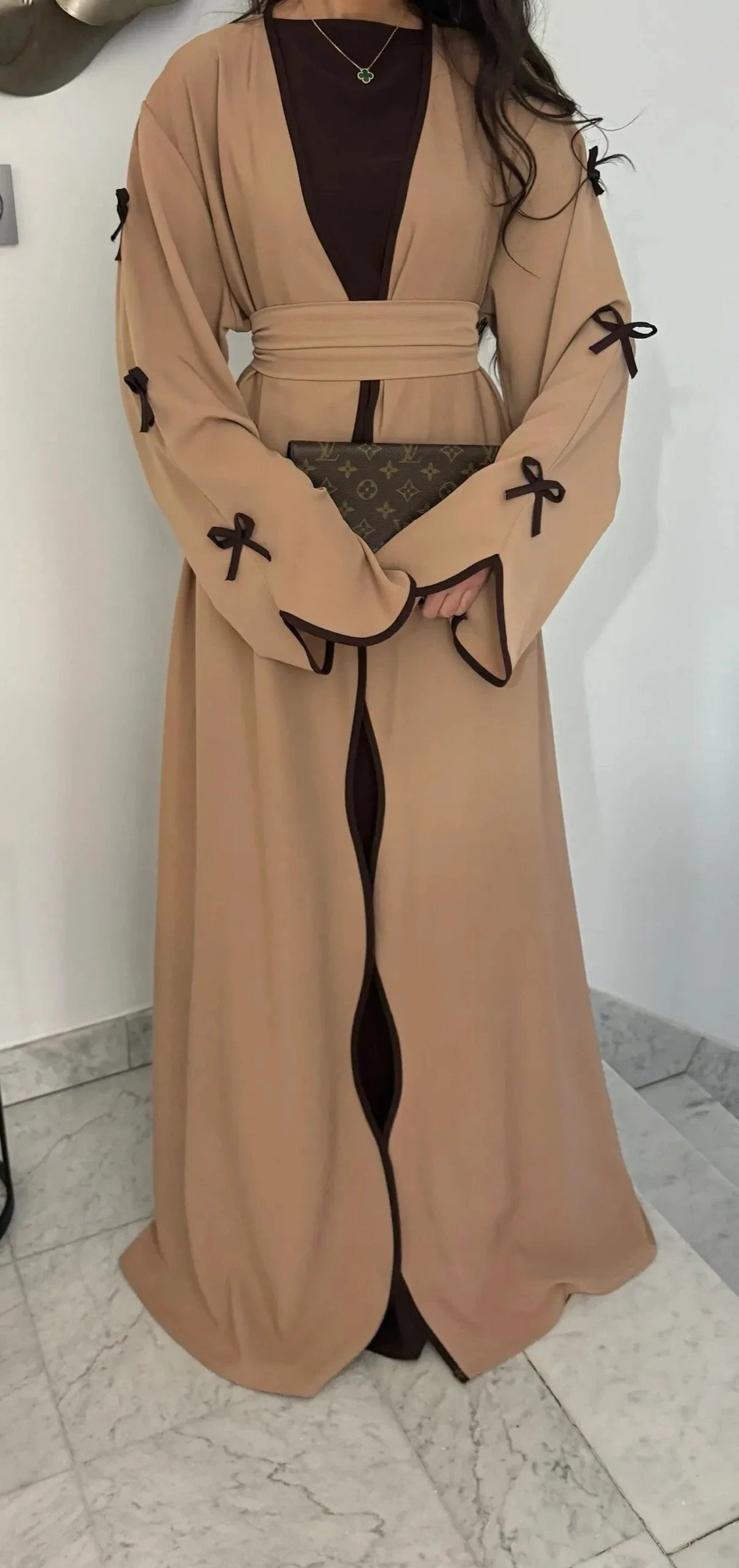 MH41 Yasmina Wave Abaya Cardigan | Premium Nidha Silk Open Robe for Modest Fashion