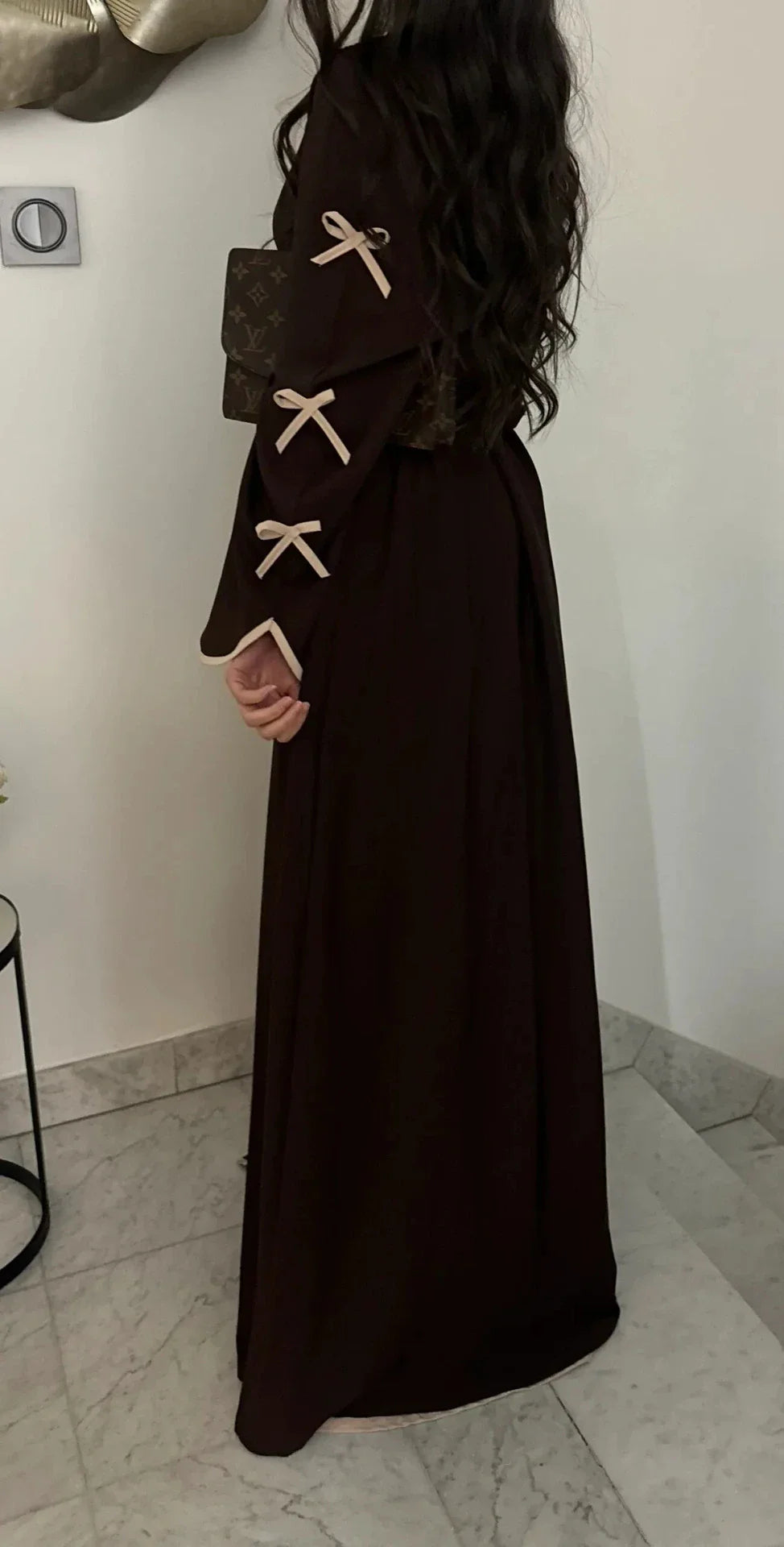 MH41 Yasmina Wave Abaya Cardigan | Premium Nidha Silk Open Robe for Modest Fashion