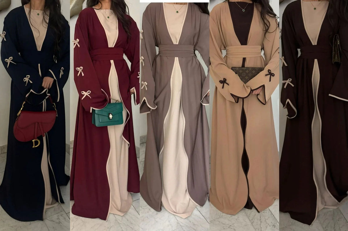 MH41 Yasmina Wave Abaya Cardigan | Premium Nidha Silk Open Robe for Modest Fashion