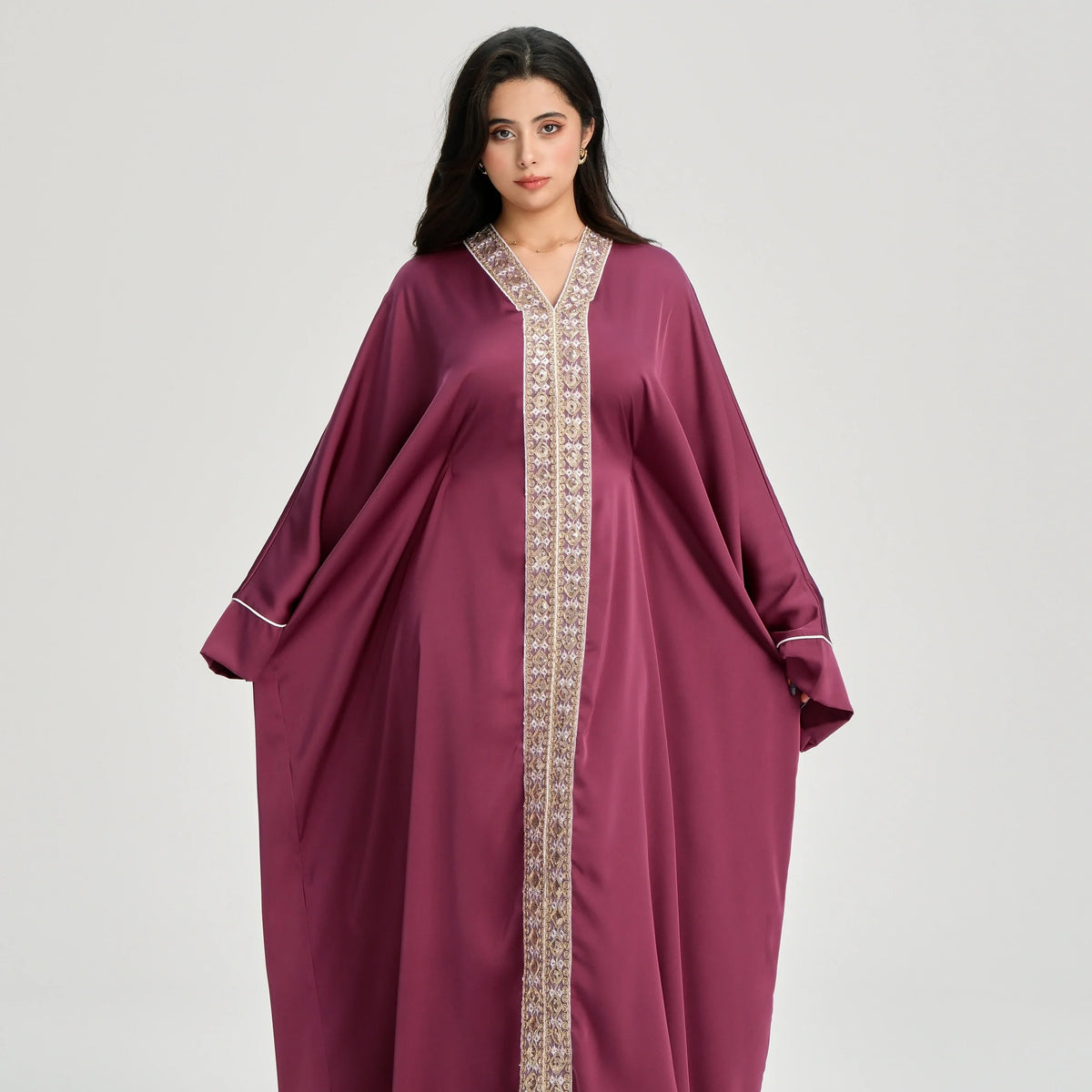 MH20 Gold Lace Kaftan Abaya | Luxury Khaleeji Maxi Dress with Inner Belt
