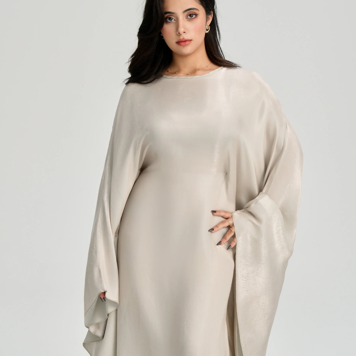 MH43 Shimmering Butterfly Abaya | Modest Batwing Kaftan with Adjustable Belt