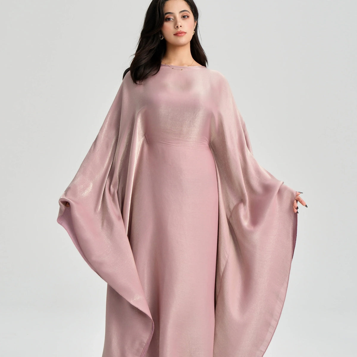 MH43 Shimmering Butterfly Abaya | Modest Batwing Kaftan with Adjustable Belt