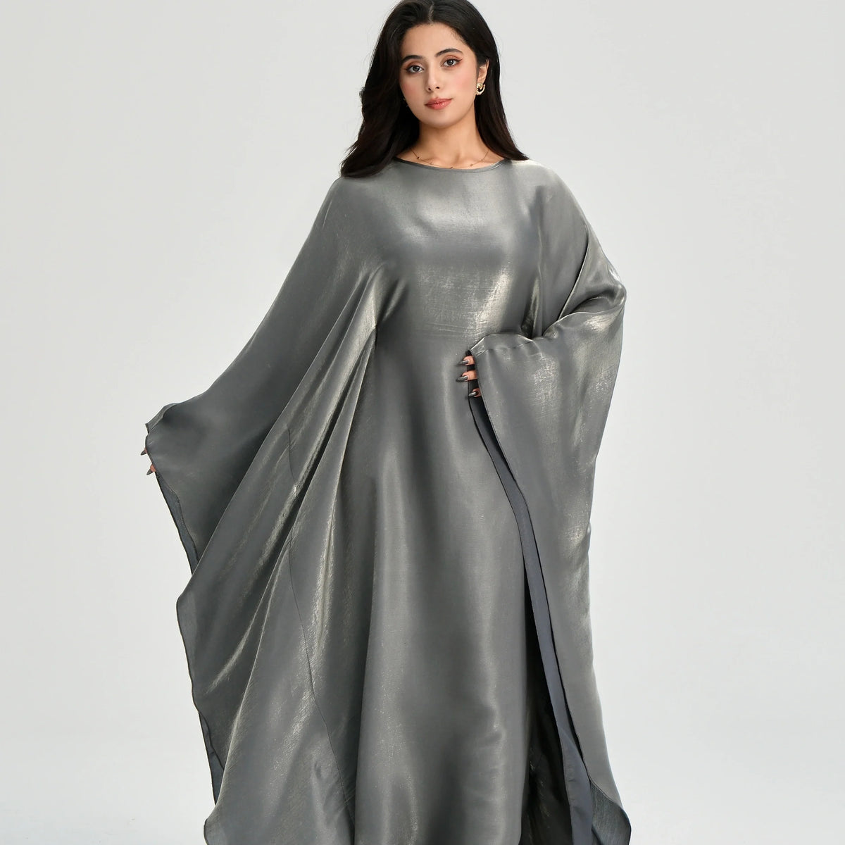 MH43 Shimmering Butterfly Abaya | Modest Batwing Kaftan with Adjustable Belt