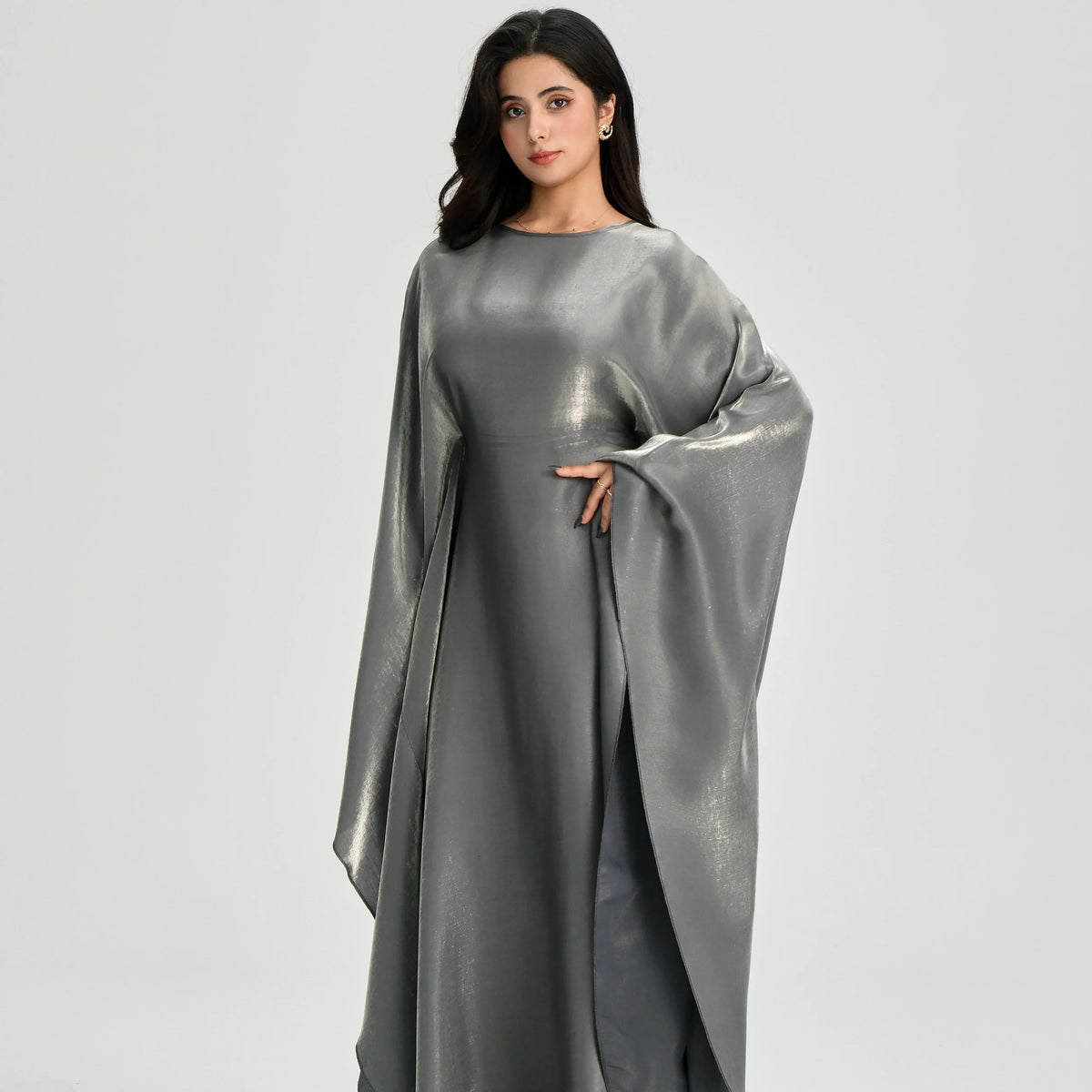 MH43 Shimmering Butterfly Abaya | Modest Batwing Kaftan with Adjustable Belt