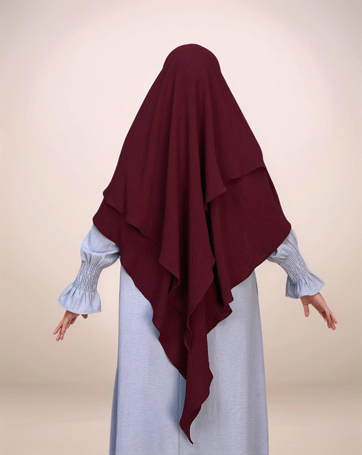 Ayesha Two-Layer Crepe Khimar | Multiple color options - Mahathelabel