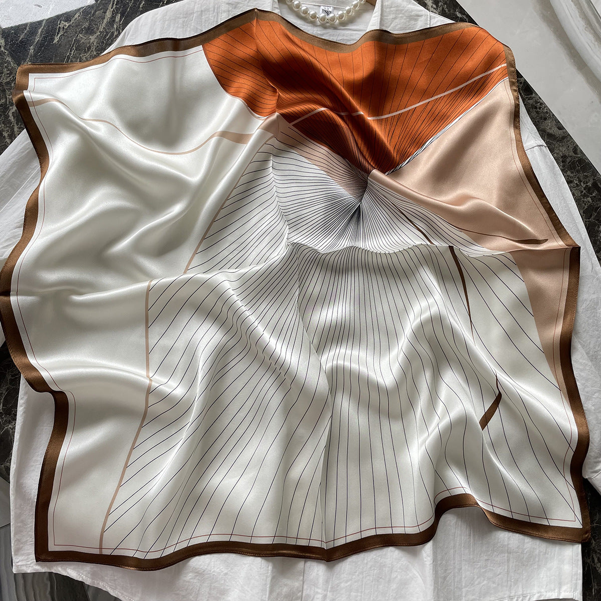 Silk Scarf Women Spring - Striped Mulberry Square UV Protect | view 21 | Maha The Label hijab