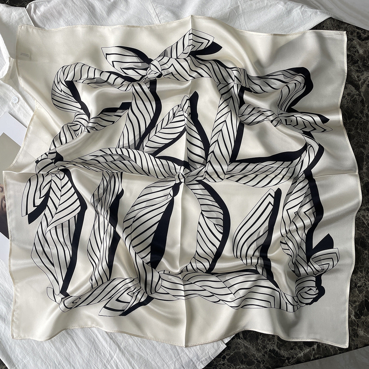 Silk Scarf Women Spring - Striped Mulberry Square UV Protect | view 19 | Maha The Label hijab