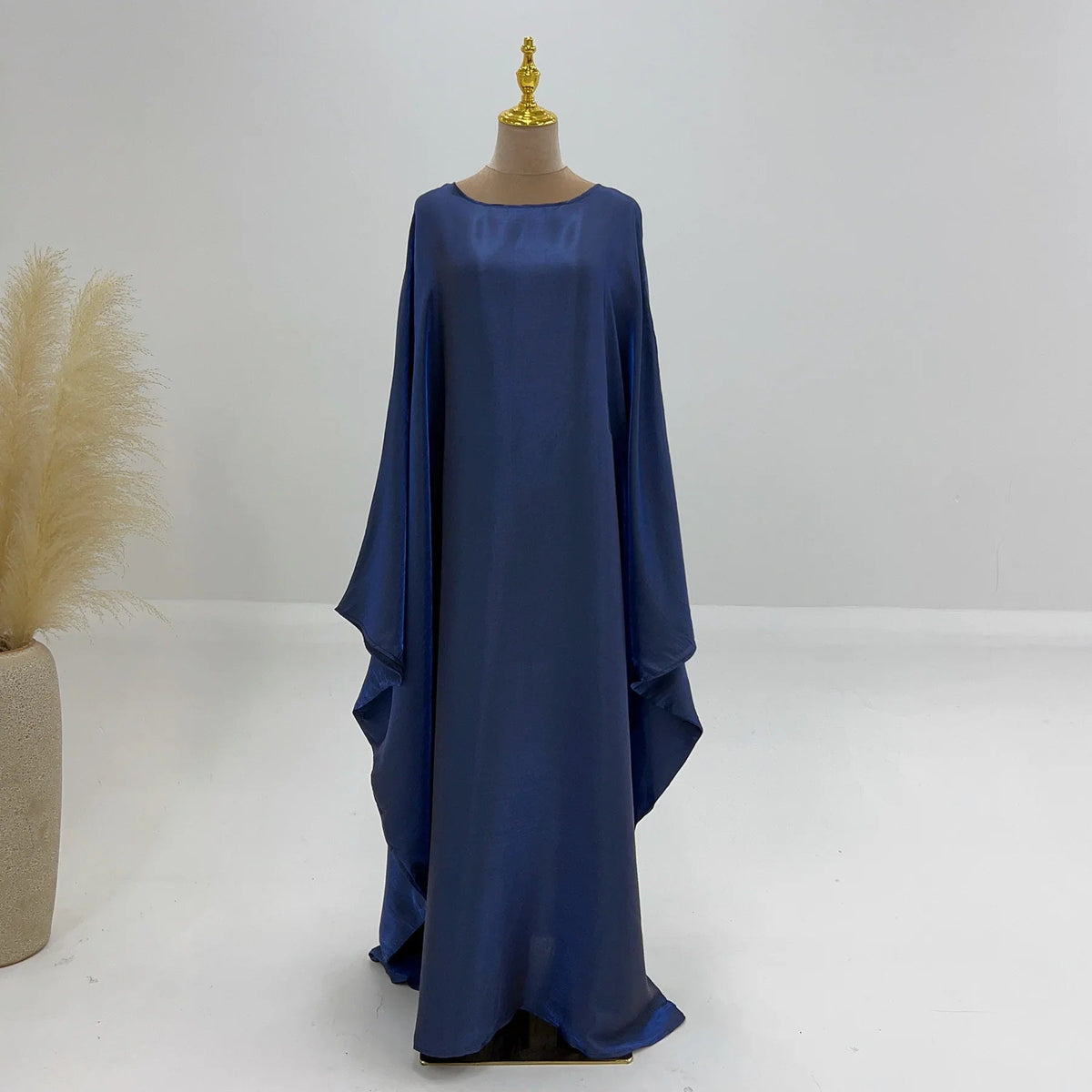 MH44 Plus Size Kaftan Abaya – Shiny Eid & Iftar Batwing Dress with Belt