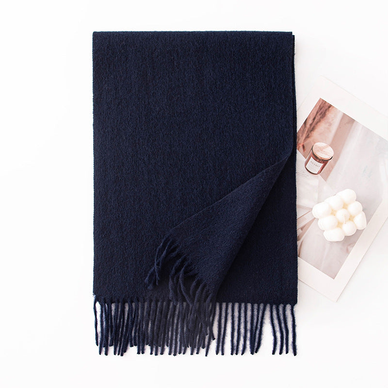 Pure Wool Scarf Women - 100% Cashmere Feel Winter Shawl Tass | full length view | Maha The Label hijab