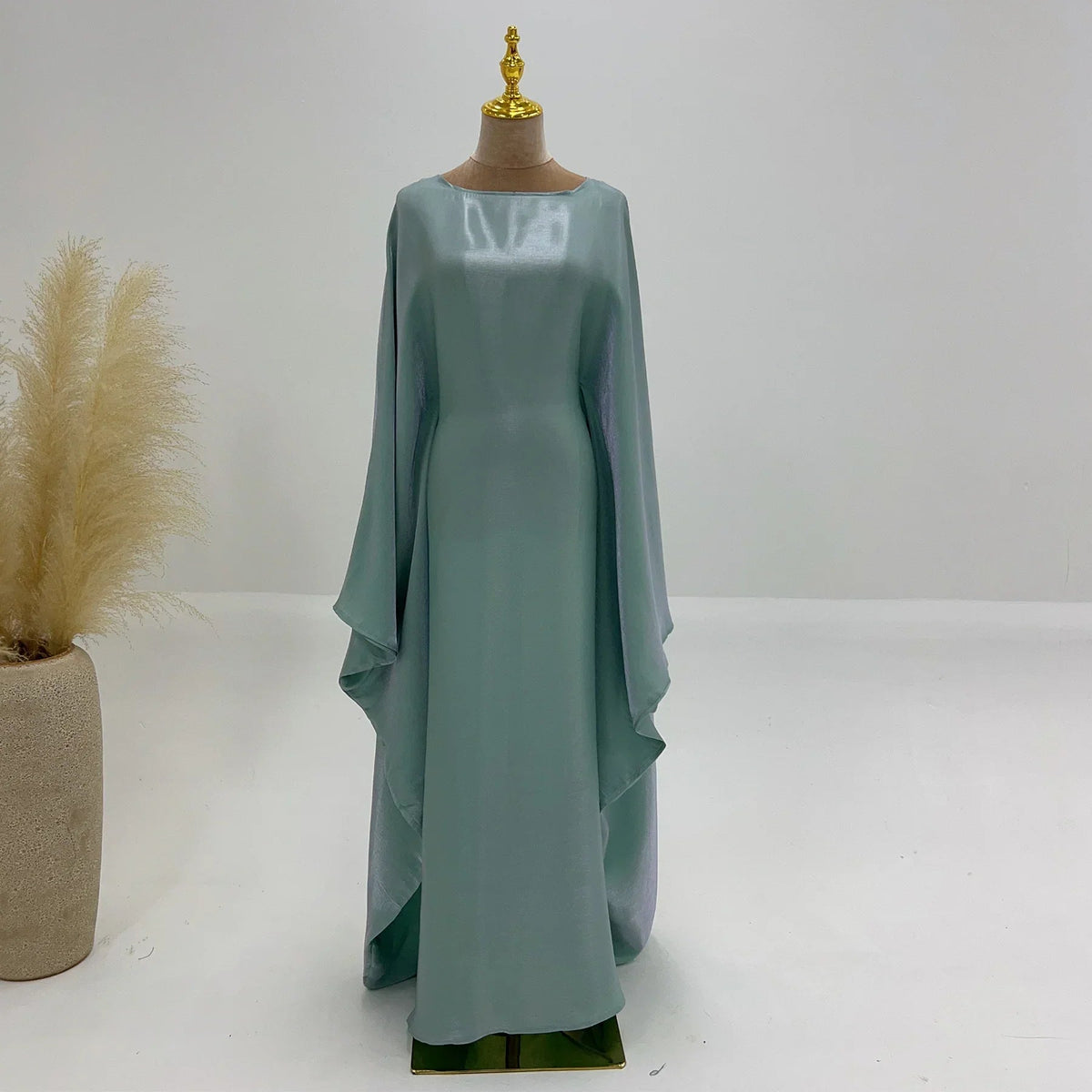 MH44 Plus Size Kaftan Abaya – Shiny Eid & Iftar Batwing Dress with Belt