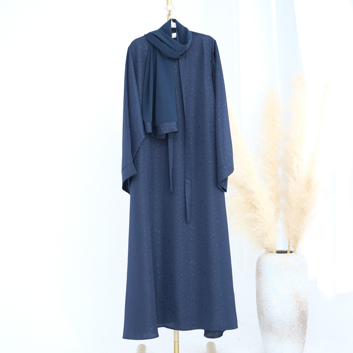 3D Jacquard Abaya – Elegant Belted Dress or Open Abaya | view 21 | Maha The Label modest wear