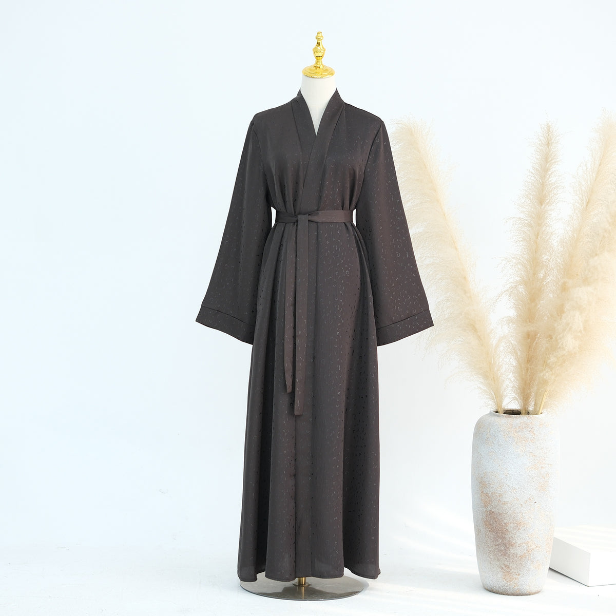 3D Jacquard Abaya – Elegant Belted Dress or Open Abaya | view 18 | Maha The Label modest wear