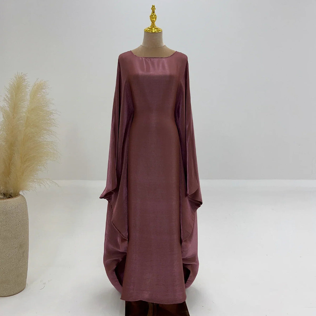 MH44 Plus Size Kaftan Abaya – Shiny Eid & Iftar Batwing Dress with Belt