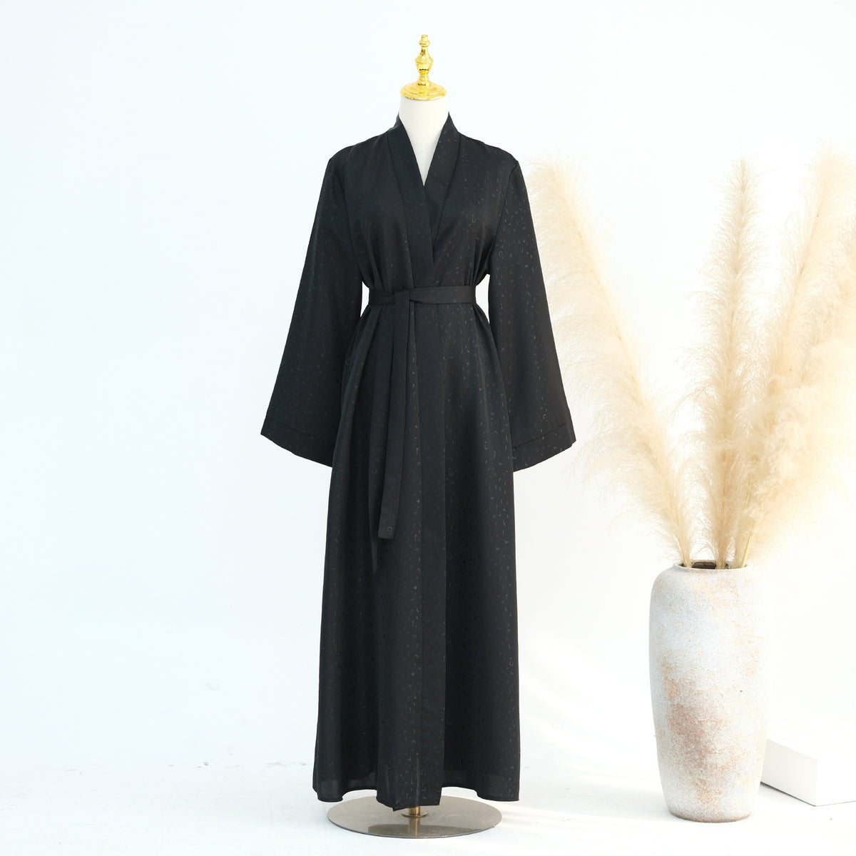 3D Jacquard Abaya – Elegant Belted Dress or Open Abaya | view 15 | Maha The Label modest wear