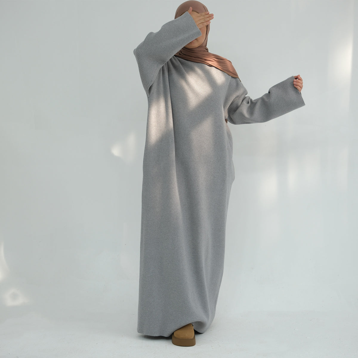 MH96 Winter Abaya for Women – Thick Knit, Loose Fit, Long Sleeve Modest Islamic Dress