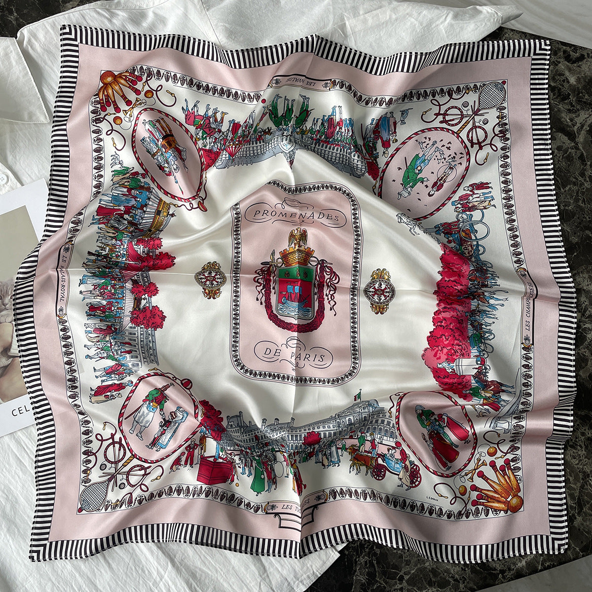 Silk Scarf Women Spring - Striped Mulberry Square UV Protect | view 18 | Maha The Label hijab