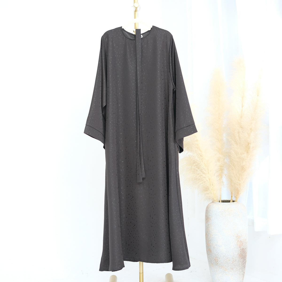 3D Jacquard Abaya – Elegant Belted Dress or Open Abaya | view 13 | Maha The Label modest wear