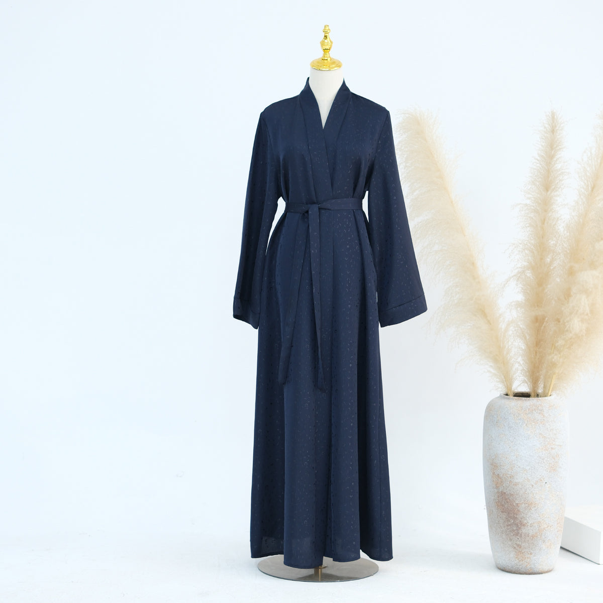 3D Jacquard Abaya – Elegant Belted Dress or Open Abaya | view 16 | Maha The Label modest wear