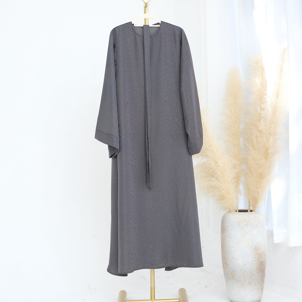 3D Jacquard Abaya – Elegant Belted Dress or Open Abaya | view 12 | Maha The Label modest wear