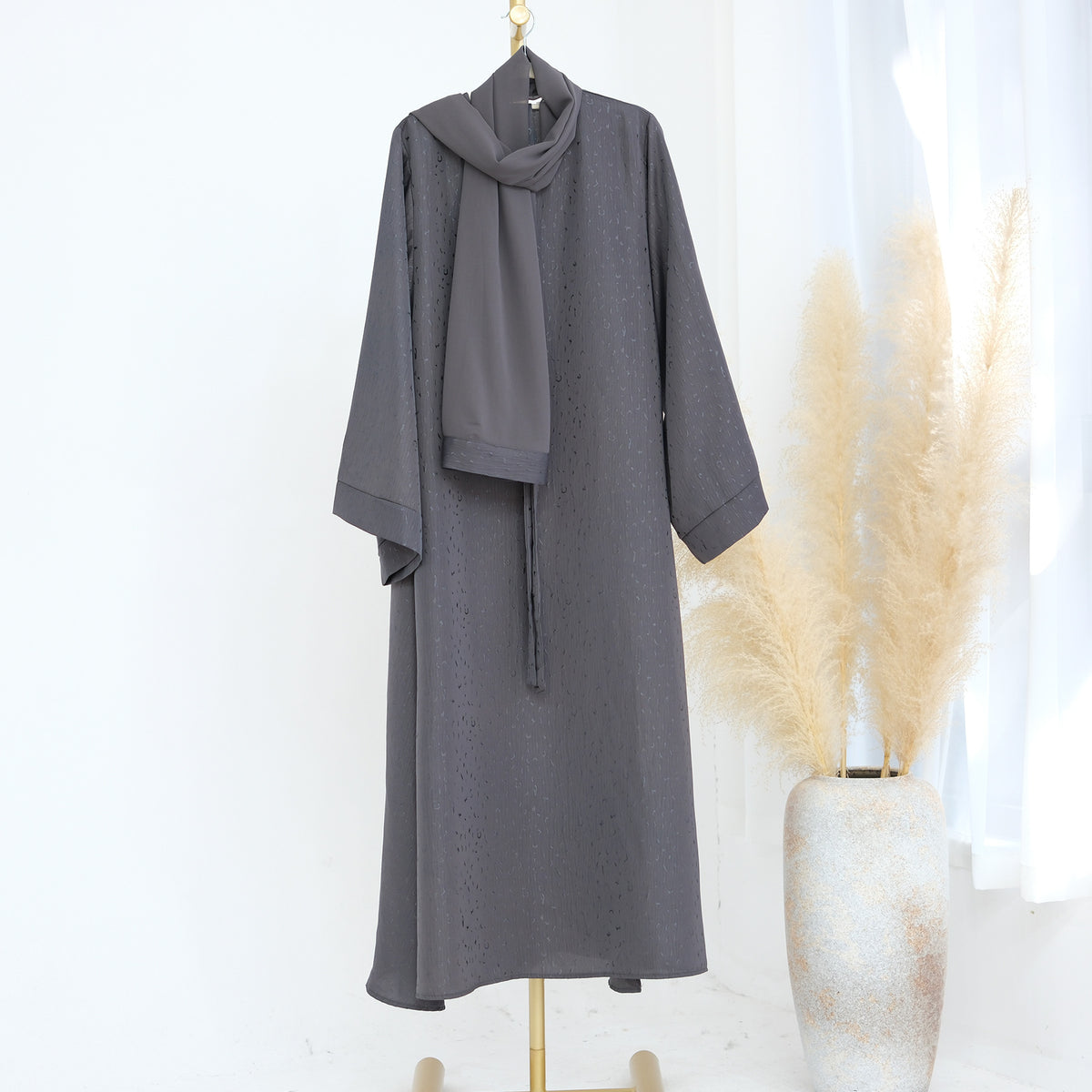 3D Jacquard Abaya – Elegant Belted Dress or Open Abaya | view 22 | Maha The Label modest wear
