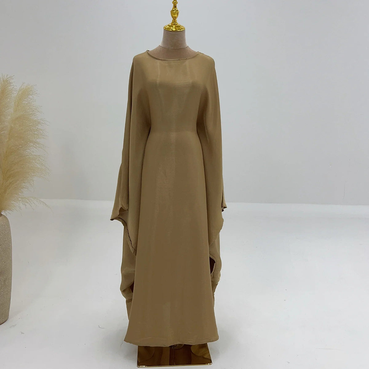 MH44 Plus Size Kaftan Abaya – Shiny Eid & Iftar Batwing Dress with Belt