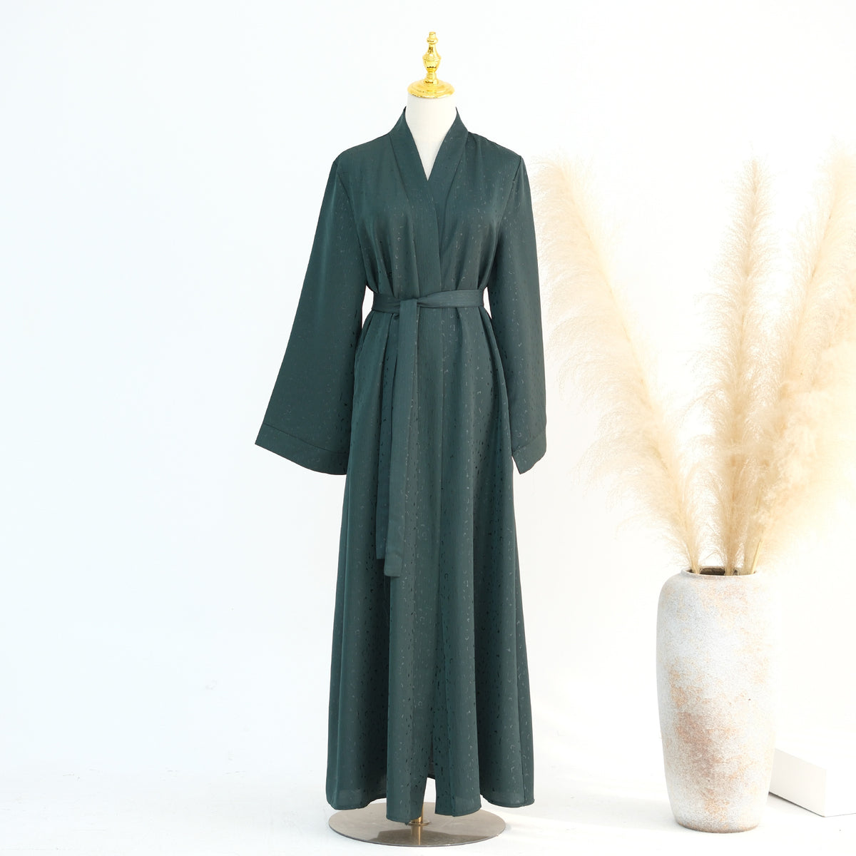 3D Jacquard Abaya – Elegant Belted Dress or Open Abaya | view 19 | Maha The Label modest wear