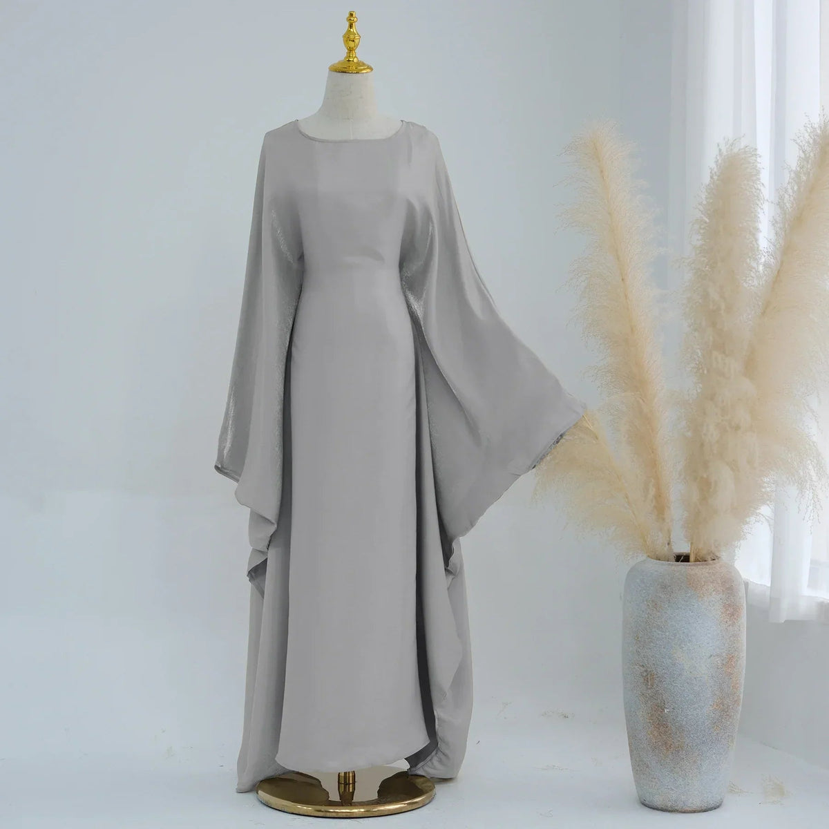 MH44 Plus Size Kaftan Abaya – Shiny Eid & Iftar Batwing Dress with Belt