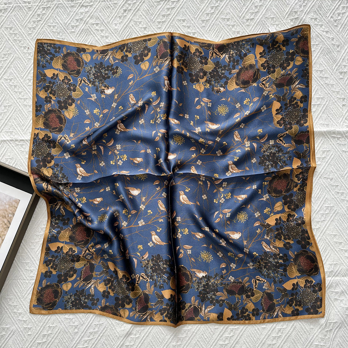 Silk Scarf Women Spring - Striped Mulberry Square UV Protect | fabric texture detail | Maha The Label hijab