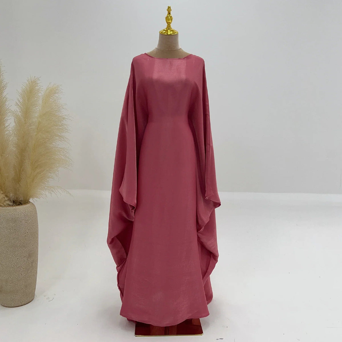 MH44 Plus Size Kaftan Abaya – Shiny Eid & Iftar Batwing Dress with Belt