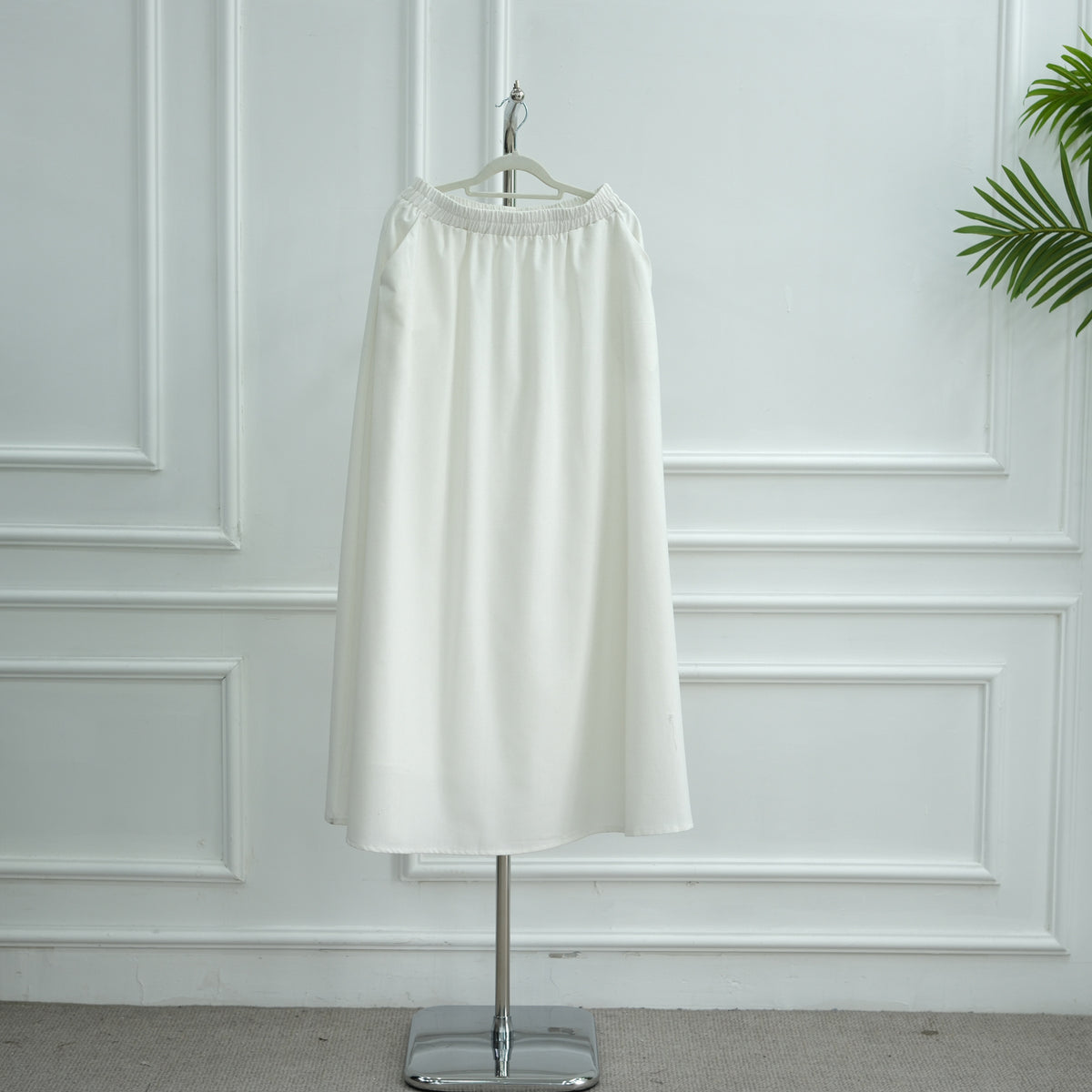 MH87 Modest Cotton-Linen Two-Piece Set – Asymmetric Drape Top & Maxi Skirt | Muslim Women Outfit for Eid & Daily Wear