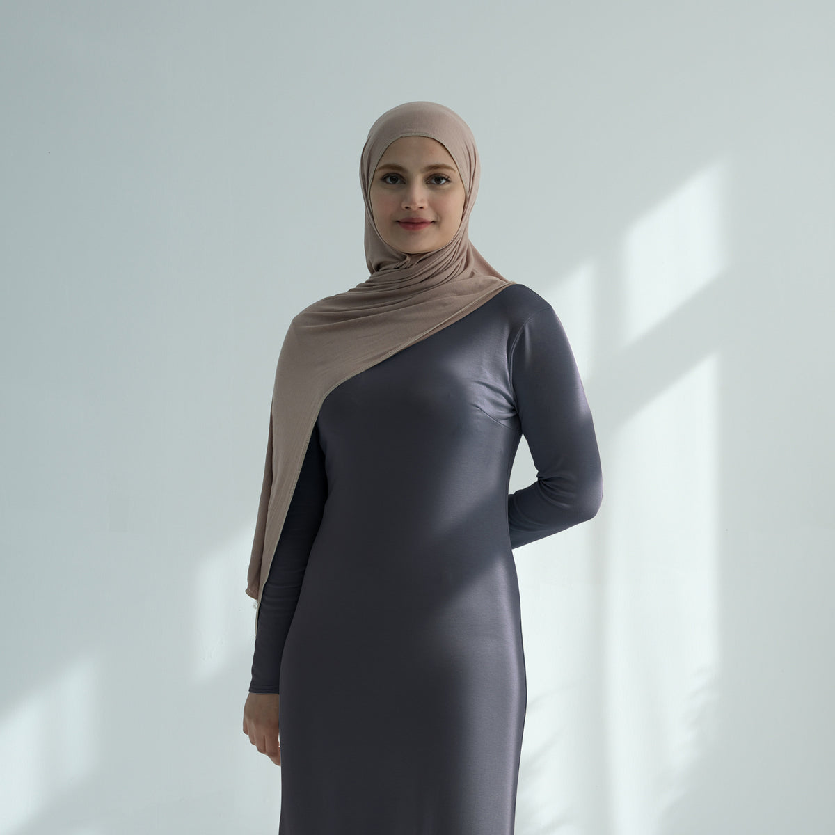 Modal Cotton Abaya Dress — Plain Solid Long Sleeve Maxi, Hij | fabric texture detail | Maha The Label modest fashion