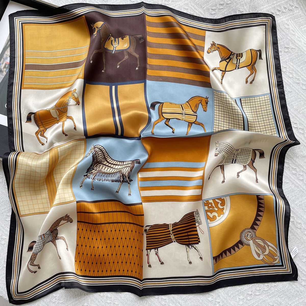 Silk Scarf Women Spring - Striped Mulberry Square UV Protect | view 20 | Maha The Label hijab