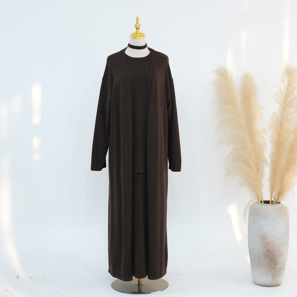 Knitted 3-Piece Set Skirt Top Cardigan | Modest Fashion Outf | view 22 | Maha The Label modest fashion outfit