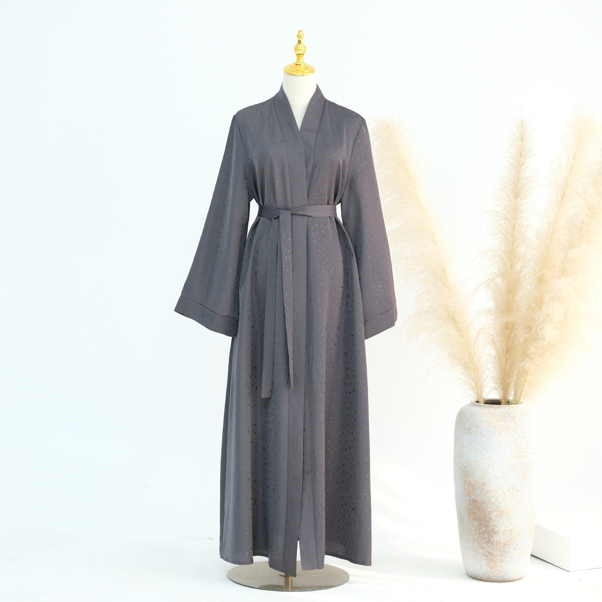 3D Jacquard Abaya – Elegant Belted Dress or Open Abaya | view 17 | Maha The Label modest wear