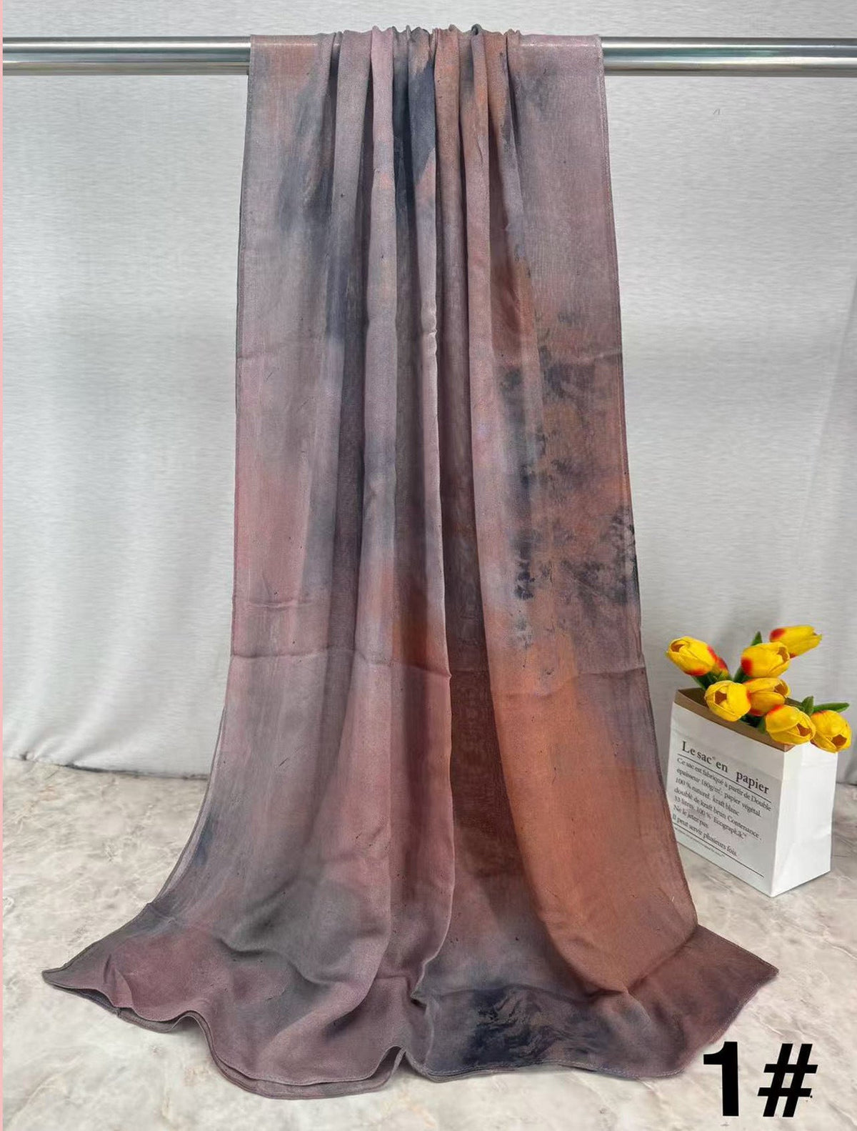 Muslim Hijab Scarf - Soft Modal Ink Print Headscarf for Wome | back view | Maha The Label hijab
