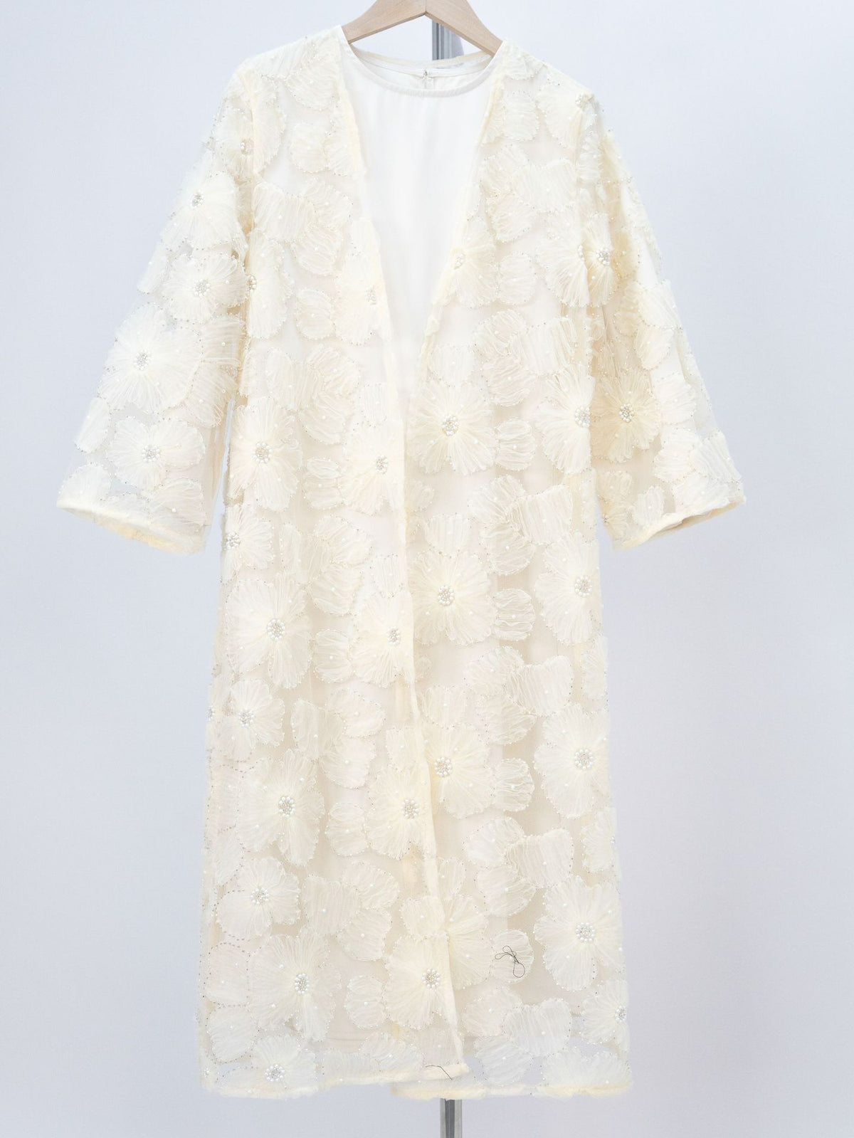 MH122 | Girls 2-Piece Mesh Flower Bead Jacket & Satin Dress Set | Ages 7–14