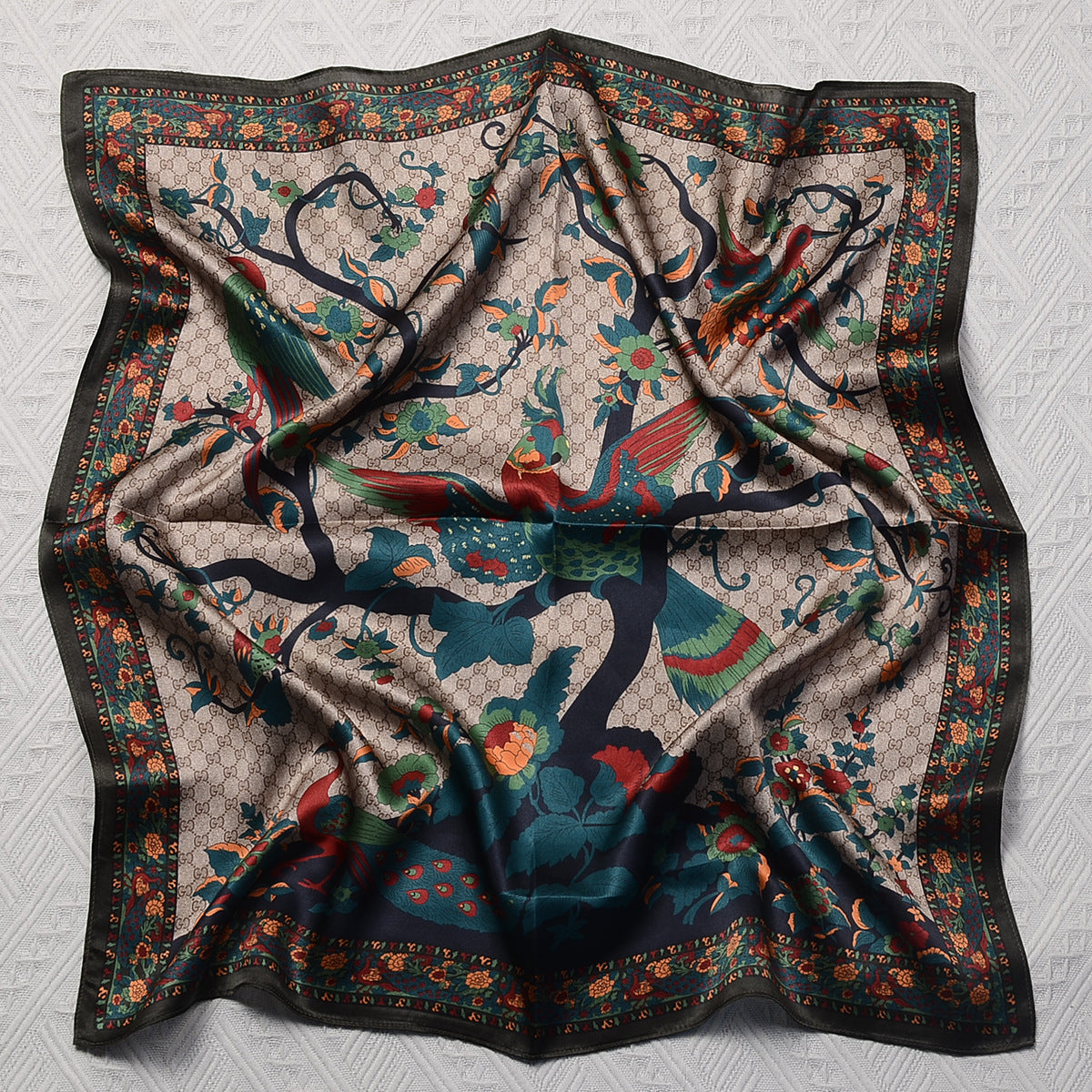 Silk Scarf Women Spring - Striped Mulberry Square UV Protect | view 13 | Maha The Label hijab