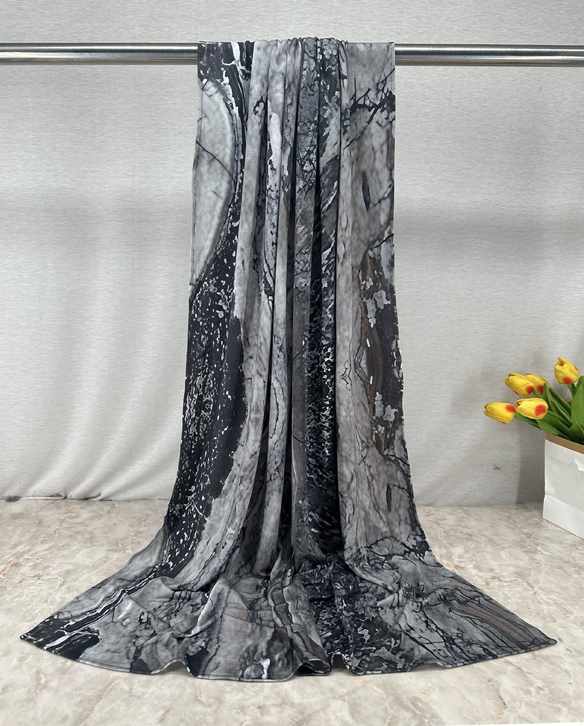 Printed Jersey Hijab - Cotton Camouflage Scarf for Women | detail close-up | Maha The Label hijab
