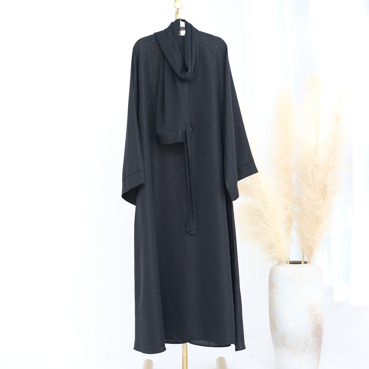 3D Jacquard Abaya – Elegant Belted Dress or Open Abaya | view 20 | Maha The Label modest wear