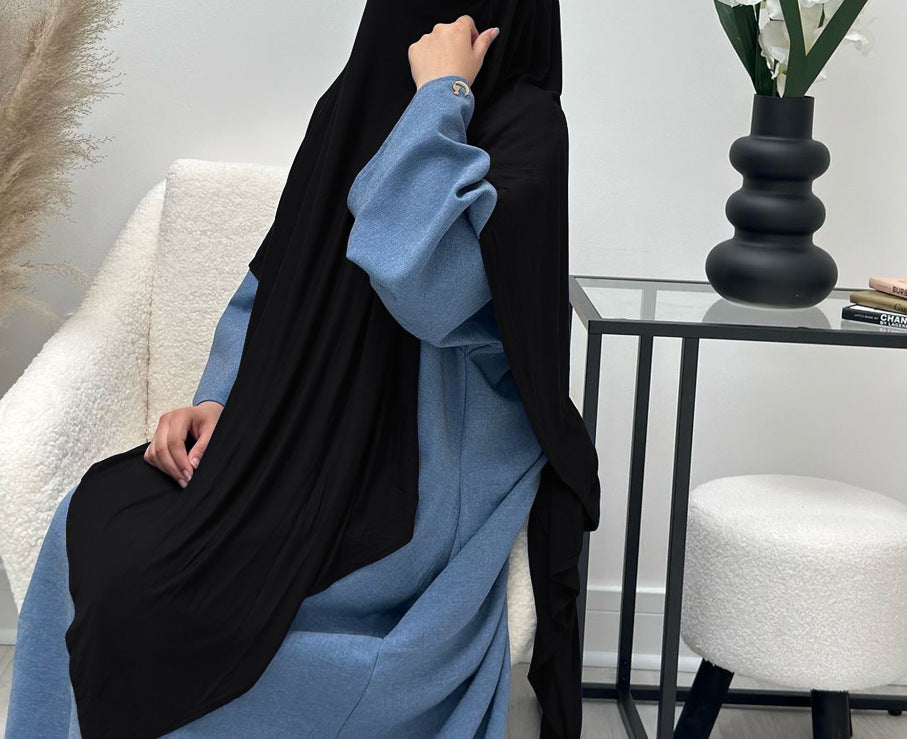 MH33 Jersey One-Layer Long Khimar | Breathable & Modest Muslim Hijab for Women