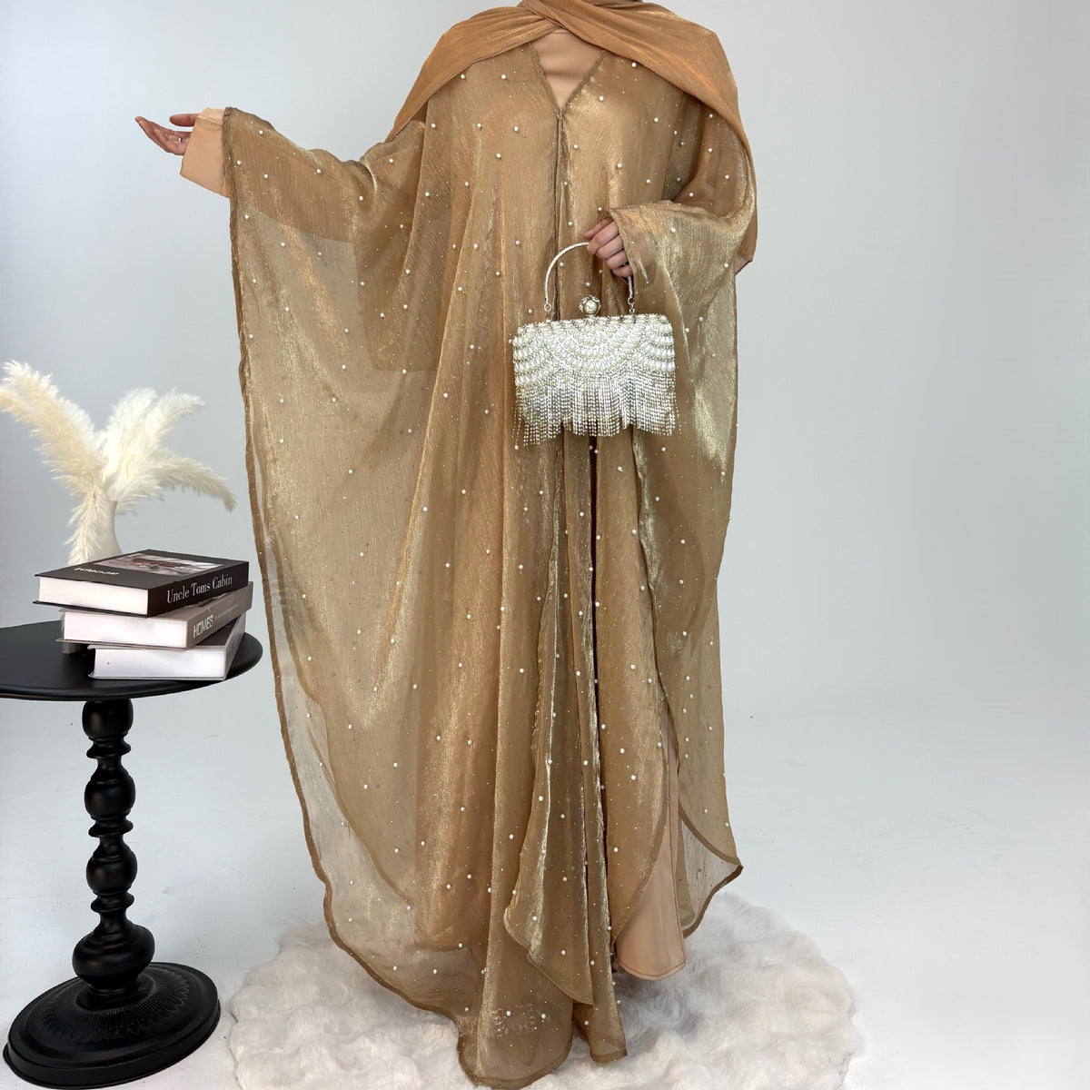 | Pearl Starry Sky 2-Piece Dress Set | Loose Long Modest Wom | fabric texture detail | Maha The Label modest fashion outfit