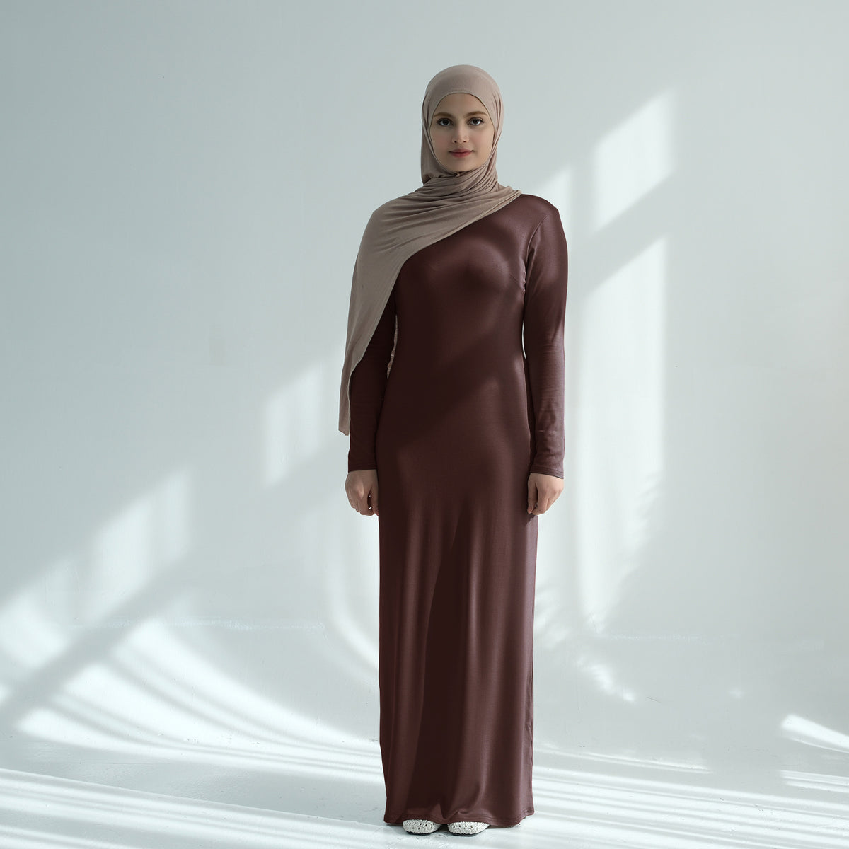 Modal Cotton Abaya Dress — Plain Solid Long Sleeve Maxi, Hij | back view | Maha The Label modest fashion