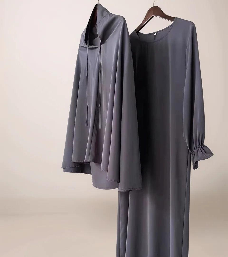 Two-Piece Abaya Set with Oversized Scarf | Modest Muslim Wear - Mahathelabel
