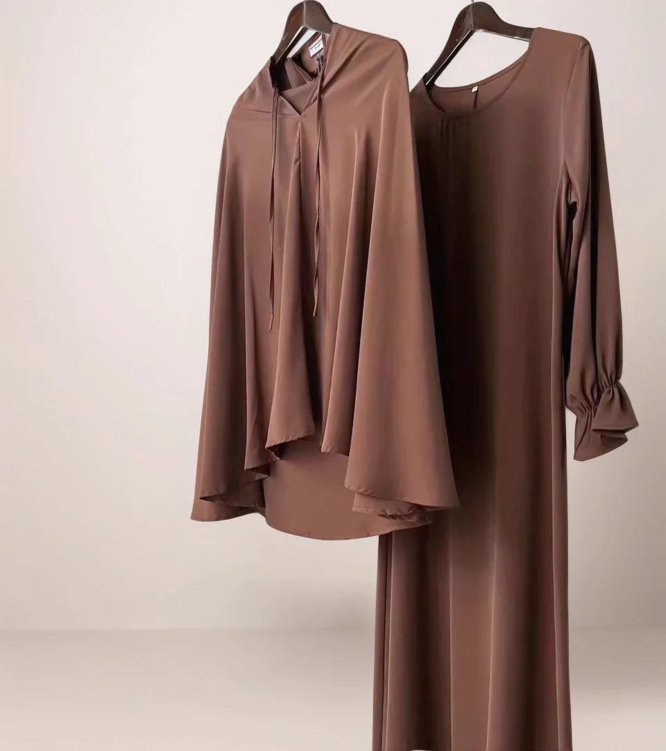 Two-Piece Abaya Set with Oversized Scarf | Modest Muslim Wear - Mahathelabel