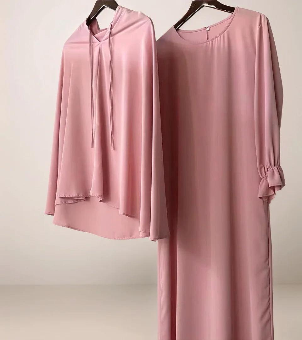 Two-Piece Abaya Set with Oversized Scarf | Modest Muslim Wear - Mahathelabel
