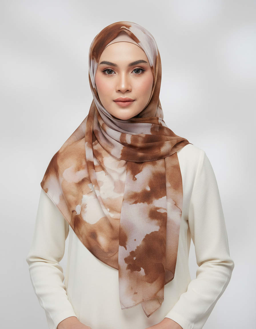 Lightweight Modal Hijab - Watercolor Print Scarf for Wo — side view | Maha The Label hijab