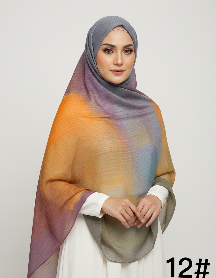 Lightweight Modal Hijab - Watercolor Print Scarf for Wo — detail close-up | Maha The Label hijab