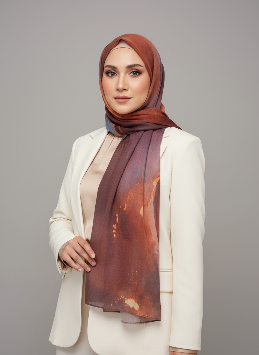 Lightweight Modal Hijab - Watercolor Print Scarf for Wo — fabric detail | Maha The Label hijab
